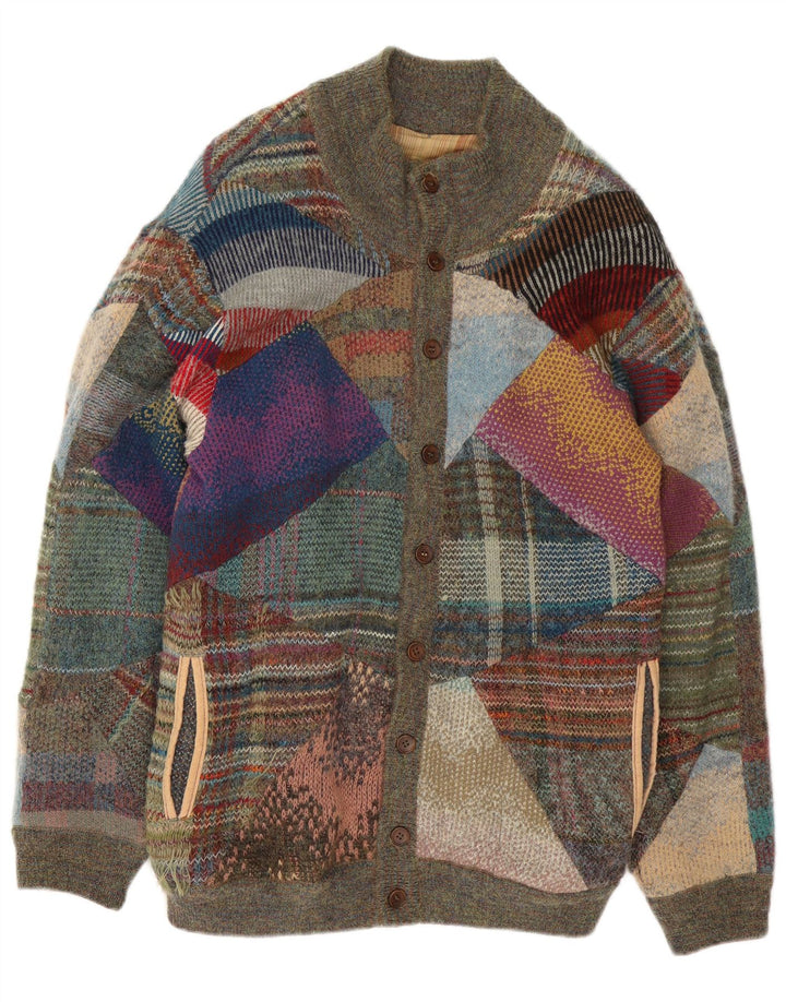 VINTAGE Pulover Cardigan Bărbați Mediu Multicolor Patchwork