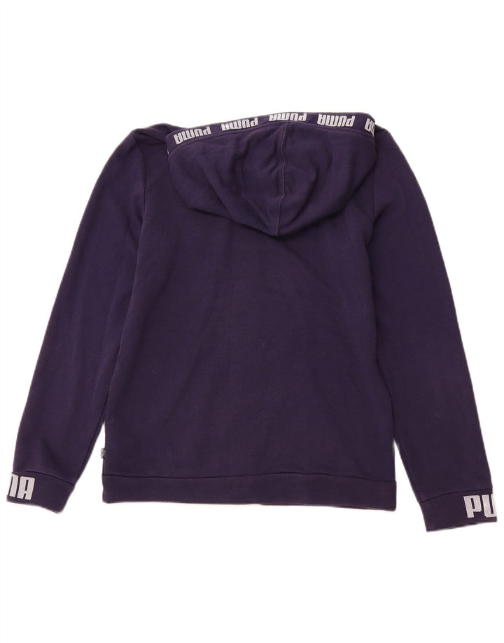 Pulover PUMA Graphic Zip Hoodie pentru băieți 13-14 ani, bumbac bleumarin