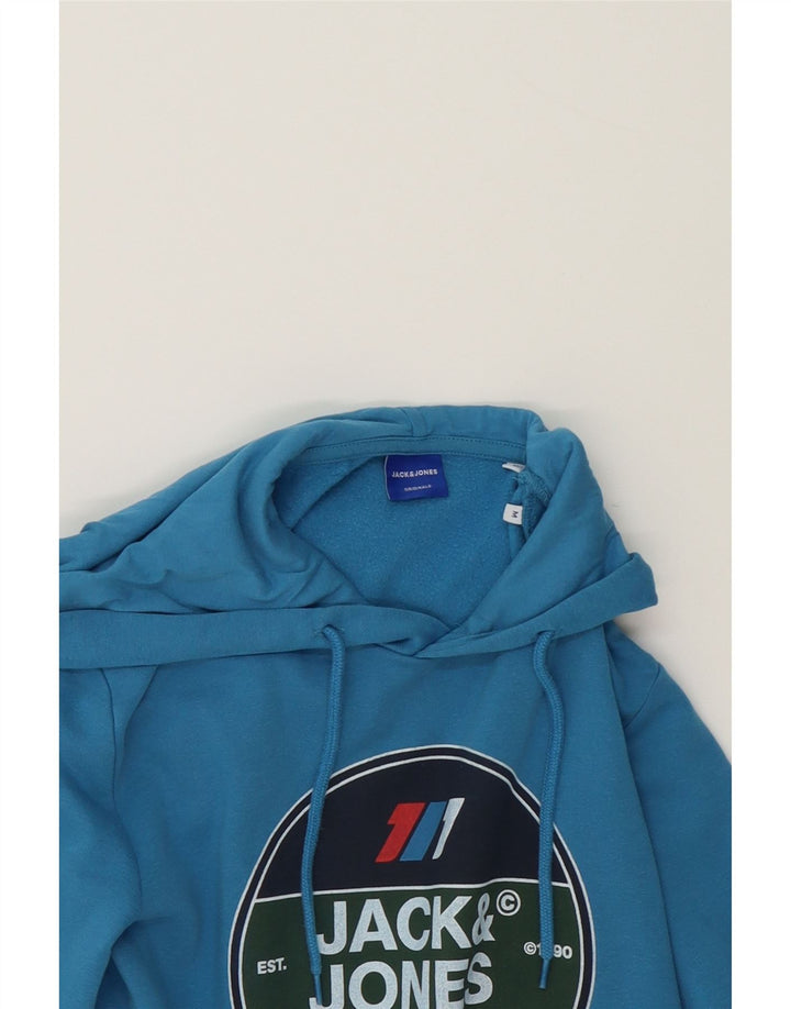 JACK & JONES Mens Graphic Hoodie Jumper Medium Blue Cotton Vintage Jack & Jones and Second-Hand Jack & Jones from Messina Hembry 