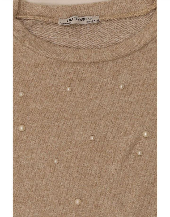 Bluză supradimensionată Trafaluc pentru femei Zara UK 10 Small Beige Spotted