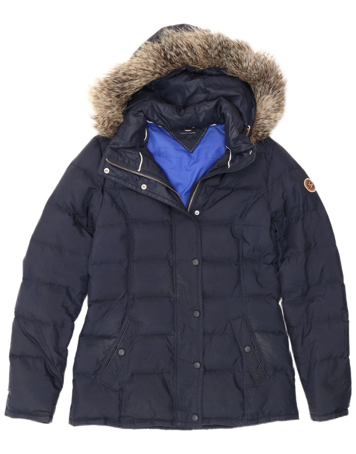 Jachetă căptușită cu glugă Tommy Hilfiger pentru femei UK 10 Small Bleumarin Poliester