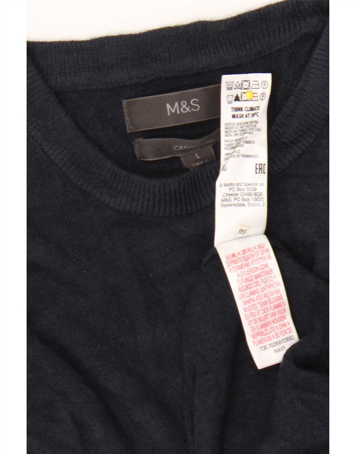 Pulover pentru bărbați Marks & Spencer, cu gât roșu, mare, acrilic, albastru bleumarin