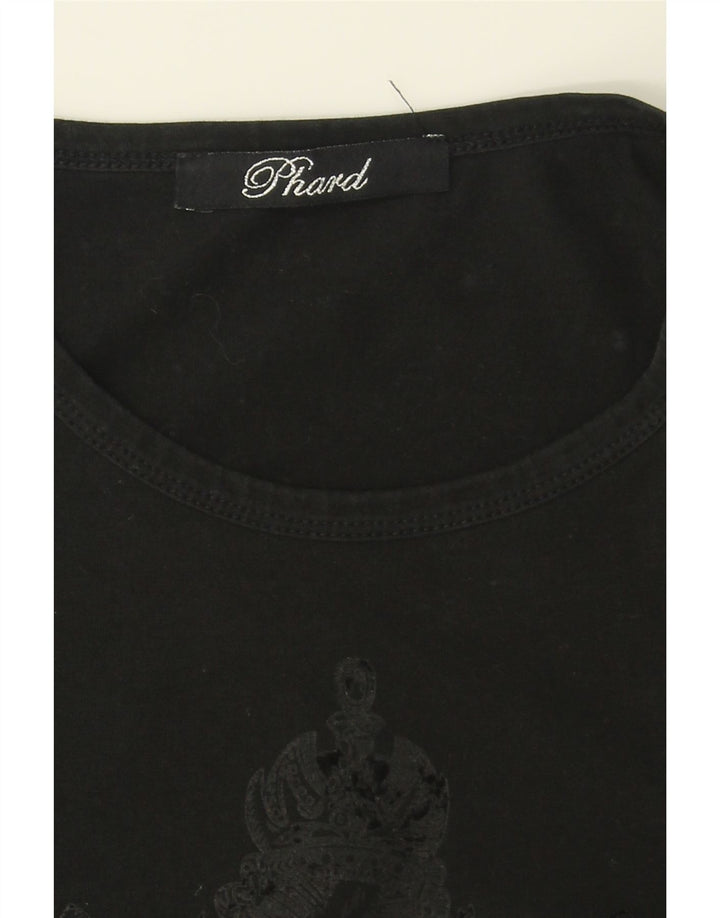 PHARD Womens Graphic Top Long Sleeve UK 8 Small Black Vintage Phard and Second-Hand Phard from Messina Hembry 