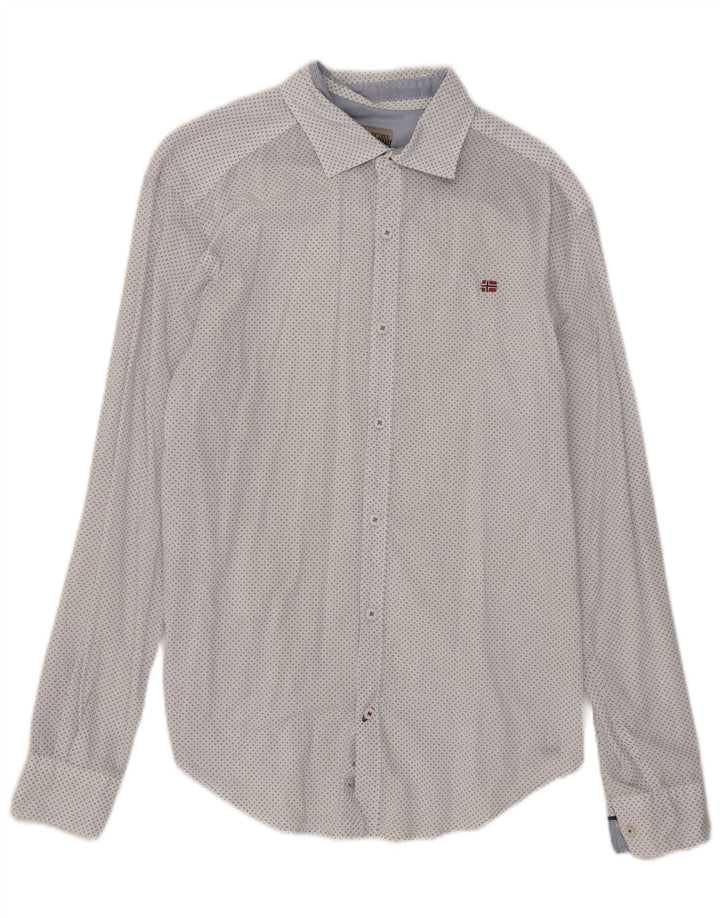 Cămașă pentru bărbați Napapijri Slim Fit Medium White Spotted