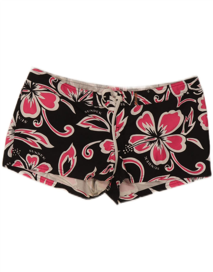 SUNDEK Pantaloni scurți de înot pentru femei US 6 Medium Black Floral Poliester