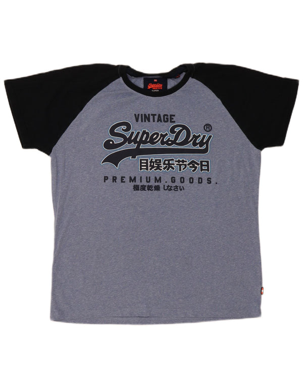 Tricou grafic pentru bărbați Superdry Top 2XL, albastru, bumbac color bloc