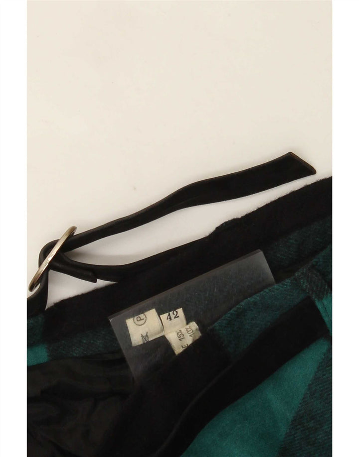 Fusta evazată pentru femei Vintage IT 42 Medium W26 Lână cu check negru