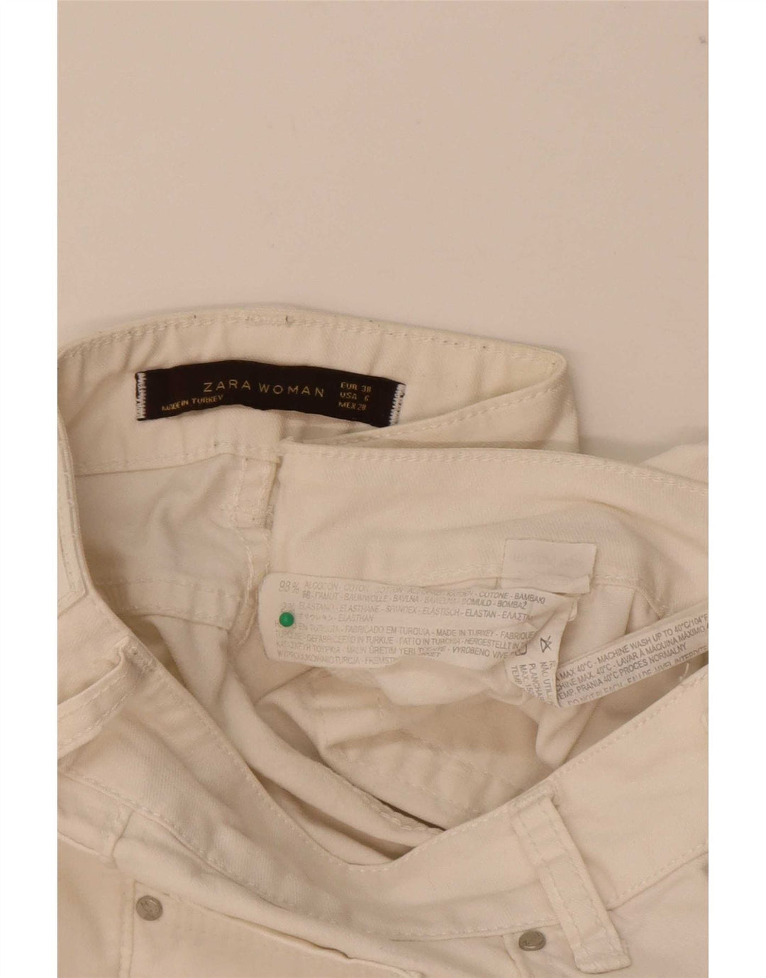 Pantaloni scurți din denim pentru femei Zara EU 38 Small W28 Bej Bumbac