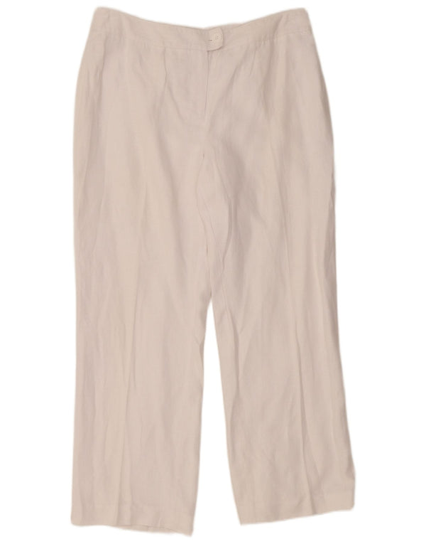 Jaeger Womens Straight Suit Trousers UK 14 Large W34 L29 White Linen