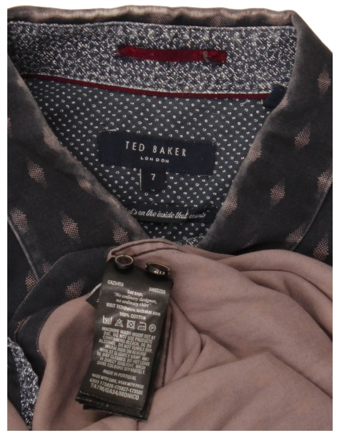 Cămașă pentru bărbați TED BAKER Mărimea 7 3XL Bumbac geometric albastru bleumarin