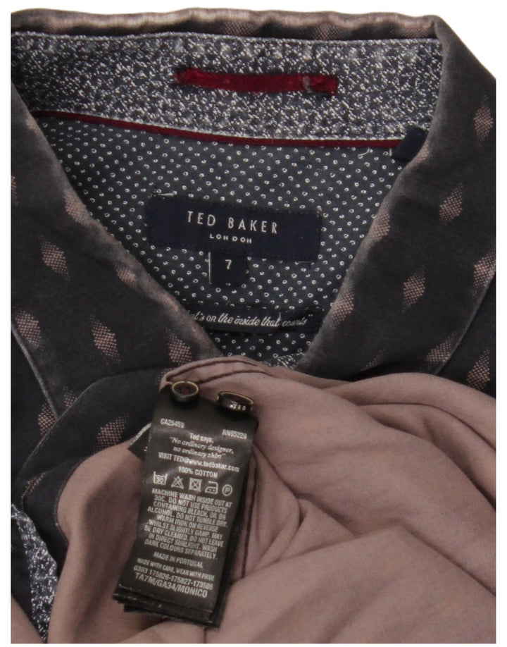 Cămașă pentru bărbați TED BAKER Mărimea 7 3XL Bumbac geometric albastru bleumarin