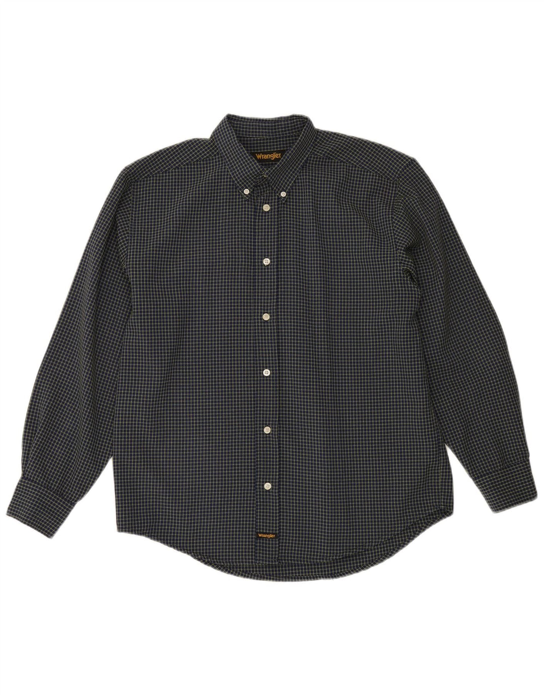 WRANGLER Mens Shirt Medium Navy Blue Check Polyester