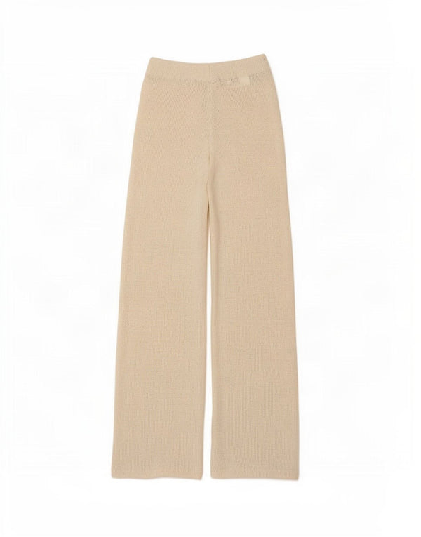 Pantaloni casual din tricot pentru femei Zara UK 8 Mici L26 L28 Bej Poliester