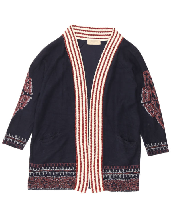 Pulover cardigan deschis pentru femei Zara UK 14 Medium, bleumarin, bumbac cu dungi