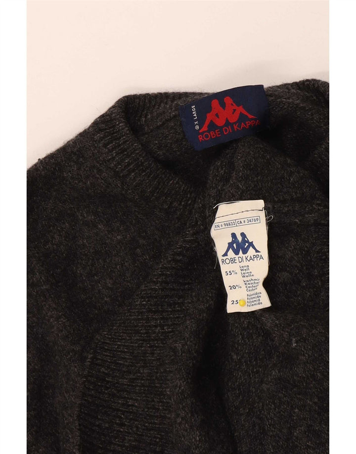 Pulover pentru bărbați Kappa cu decolteu triplu, XL, lână gri