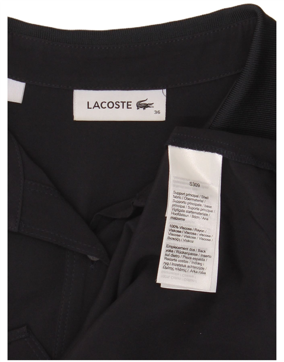 Cămașă Lacoste Femei Mărimea 36 Mic Viscoză Neagră