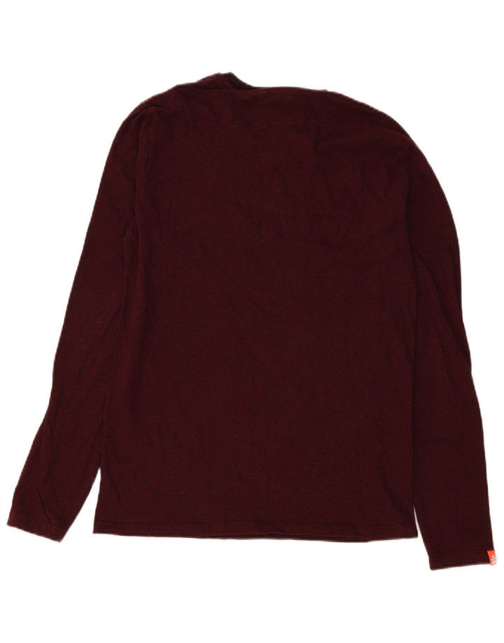 Top pentru bărbați Superdry cu mânecă lungă din bumbac burgundy mic