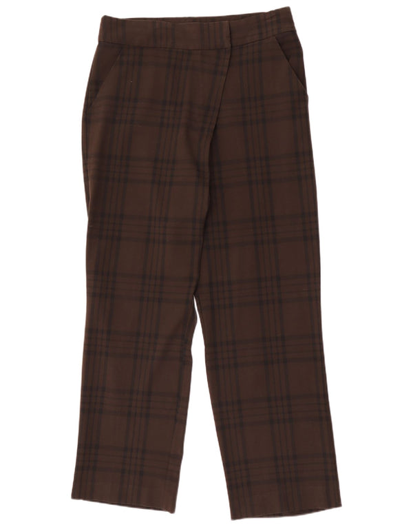 Pantaloni chino drepți pentru femei Zara L30 L29 Maro Poliester Check