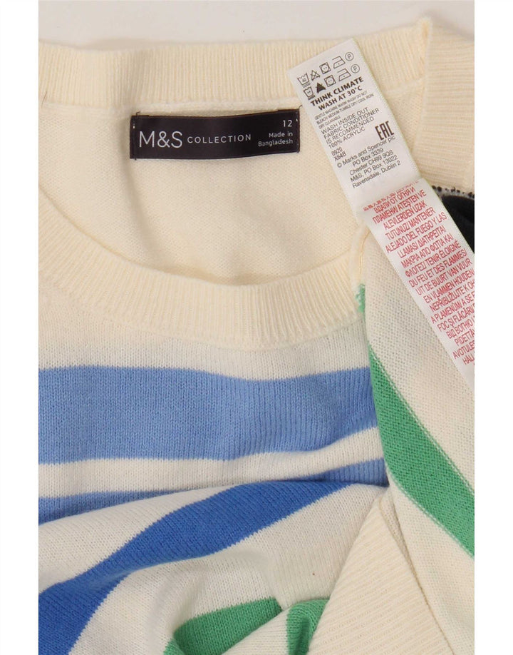 Pulover pentru femei Marks & Spencer cu decolteu rotund cu dungi albe medii UK 12