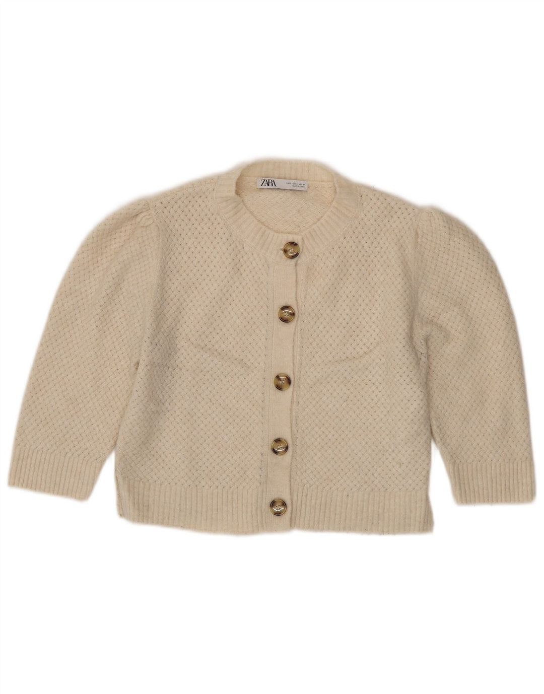 Pulover cardigan pentru femei Zara UK 10 Mic Bej Poliester