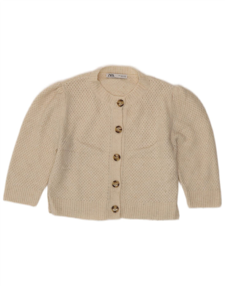 Pulover cardigan pentru femei Zara UK 10 Mic Bej Poliester