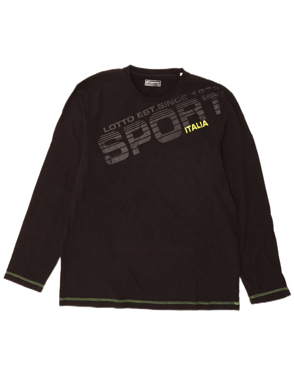 Top grafic pentru bărbați Lotto cu mânecă lungă UK 44/46 2XL bumbac negru