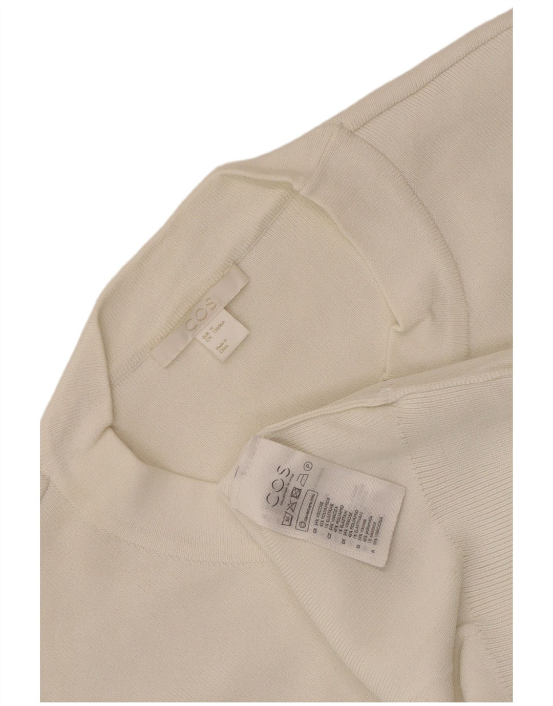 Pulover Cos pentru femei cu decolteu triplu UK 14 Medium White Viscose