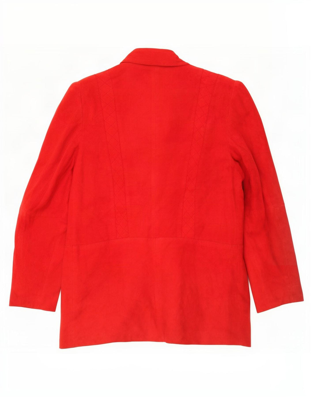 Blazer Vintage pentru femei cu 1 nasture din piele intoarsa UK 12 Medium Red