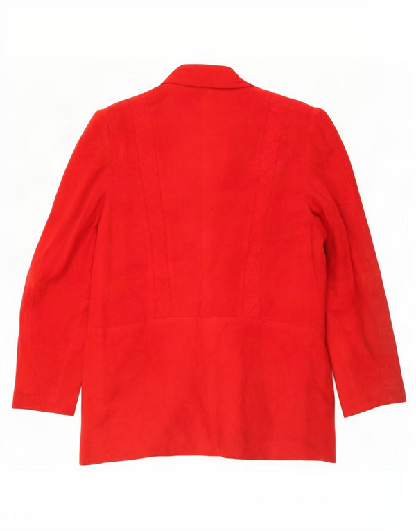 Blazer Vintage pentru femei cu 1 nasture din piele intoarsa UK 12 Medium Red