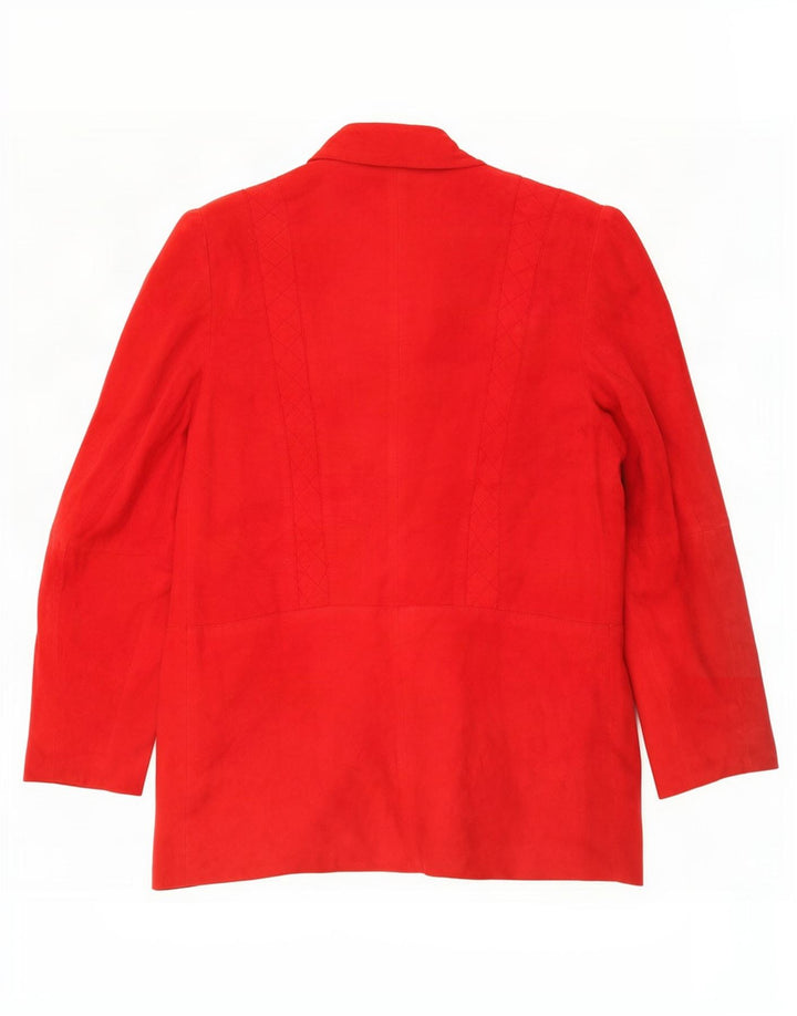 Blazer Vintage pentru femei cu 1 nasture din piele intoarsa UK 12 Medium Red