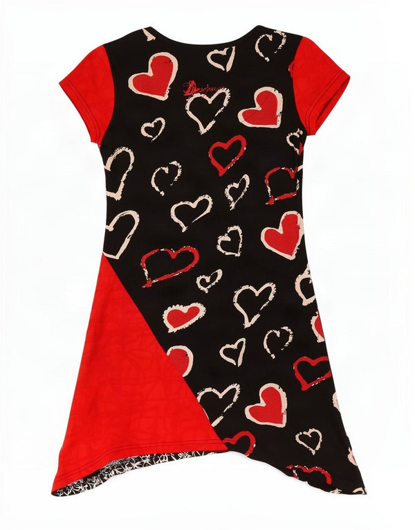 Rochie asimetrică cu grafică Desigual pentru femei UK 10 Small Black Floral Heart