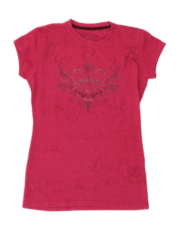 Tricou grafic Roma pentru femei Hard Rock Cafe Top UK 10 Bumbac roz mic