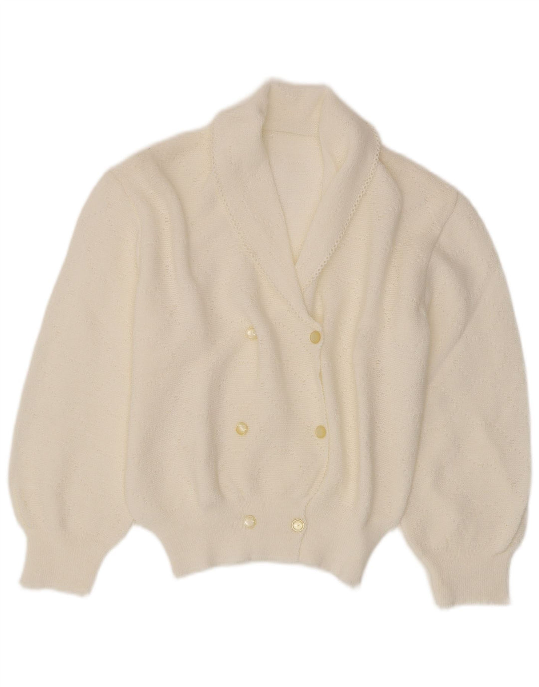 Pulover Cardigan Vintage pentru Damă UK 12 Medium White