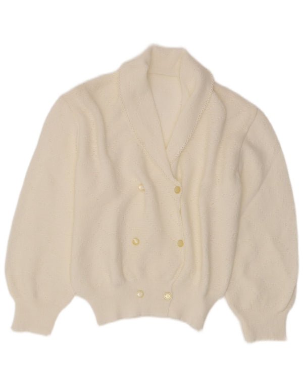 Pulover Cardigan Vintage pentru Damă UK 12 Medium White