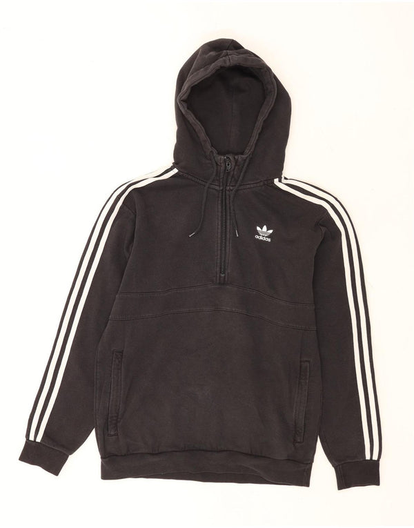 Pulover Adidas pentru bărbați, cu fermoar, cu gât, cu captură lejeră, bumbac mic, negru