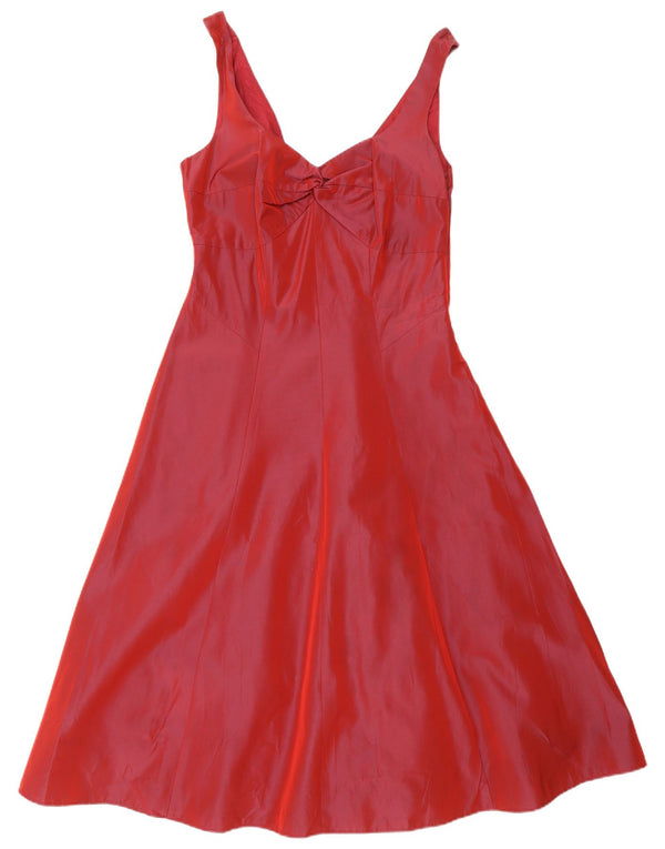 Debut Womens Sleeveless A-Line Dress UK 10 Small  Burgundy Acetate