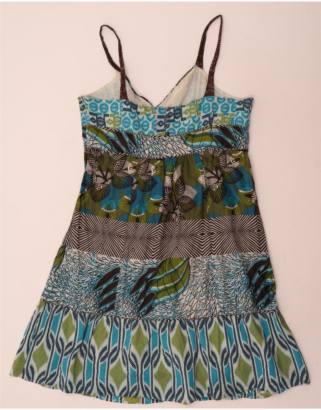 MONSOON Rochie de soare pentru femei UK 16 mare, multicolor, mozaic din bumbac