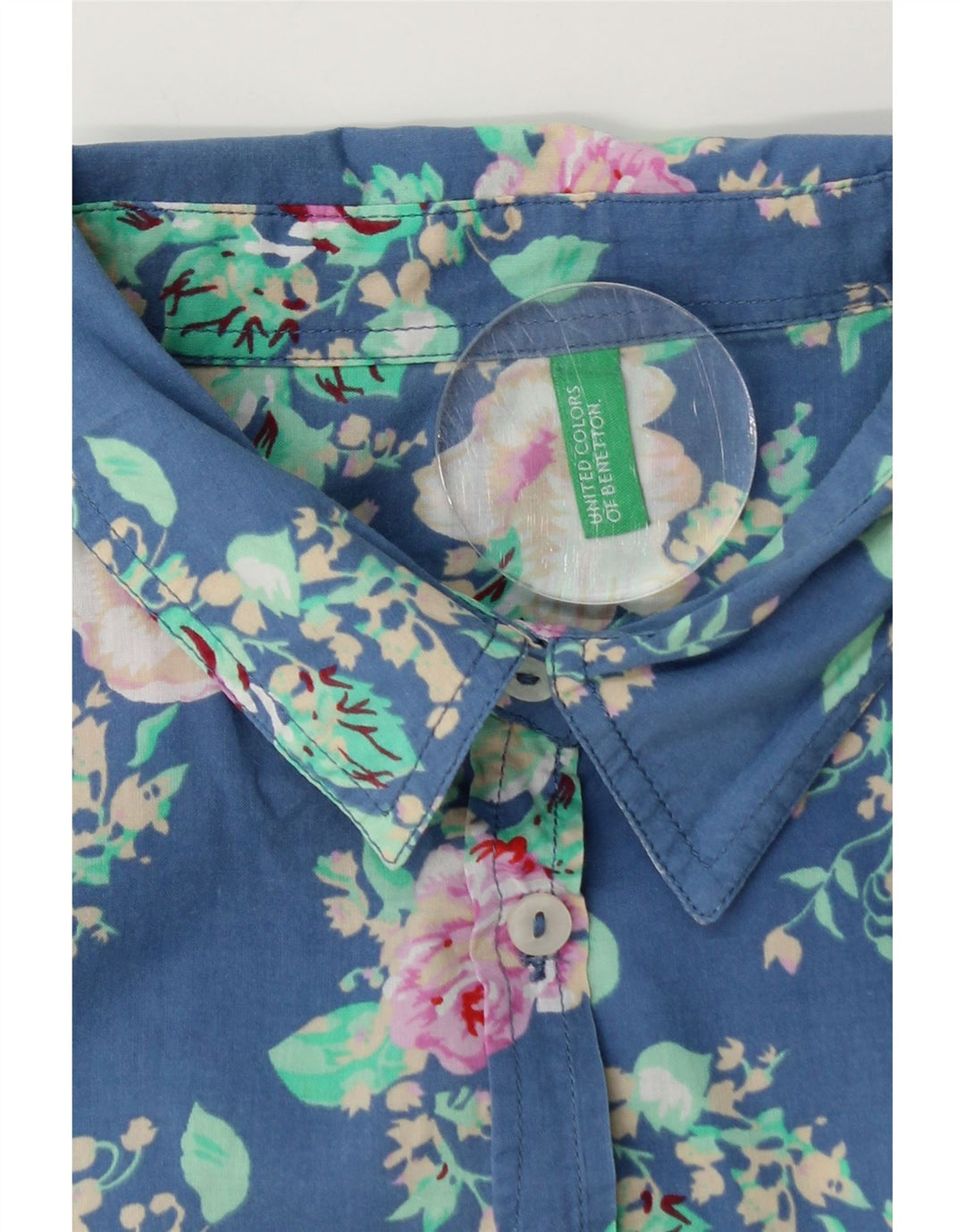 Cămașă BENETTON pentru femei UK 14 Medium Blue Floral