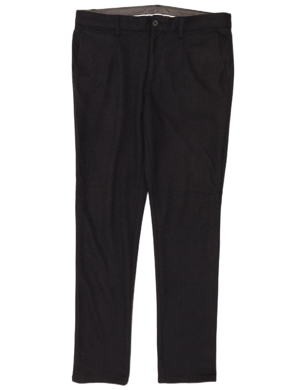 ZARA Mens Slim Chino Trousers EU 42 Large W32 L32 Navy Blue Polyester