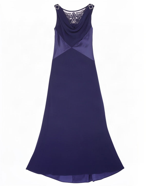 Rochie maxi fără mâneci pentru femei Pearce Fionda UK 8 Acetat albastru bleumarin mic