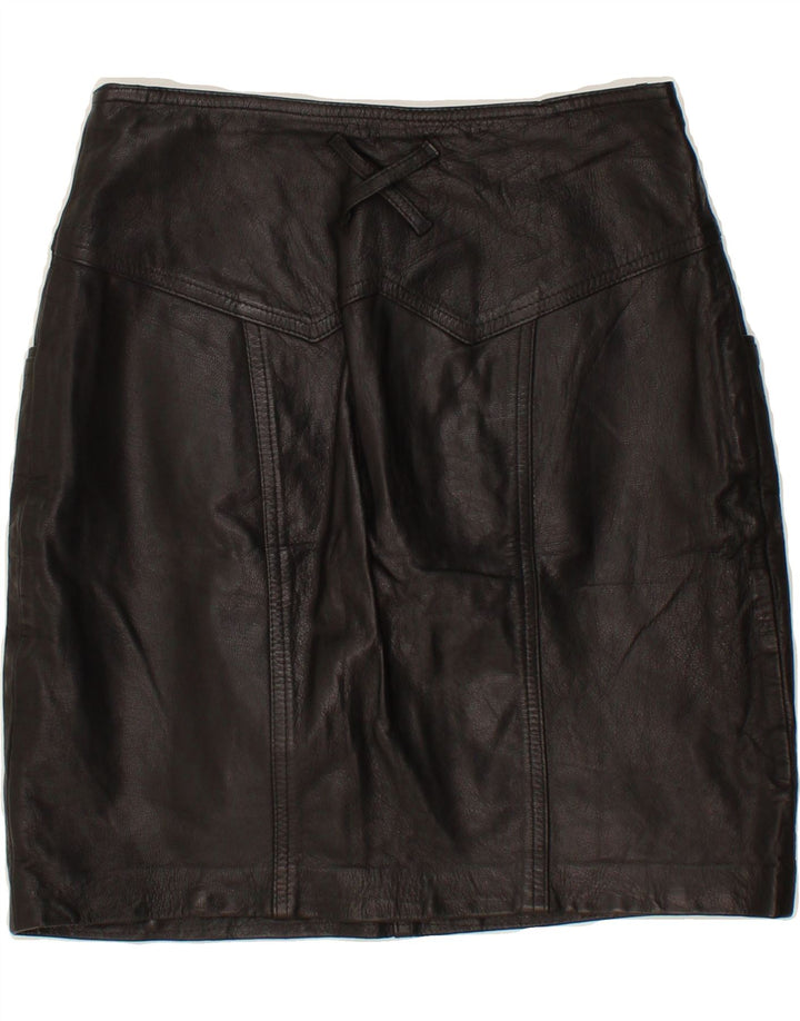 VINTAGE Womens Leather Skirt W28 Medium Black Vintage Vintage and Second-Hand Vintage from Messina Hembry 