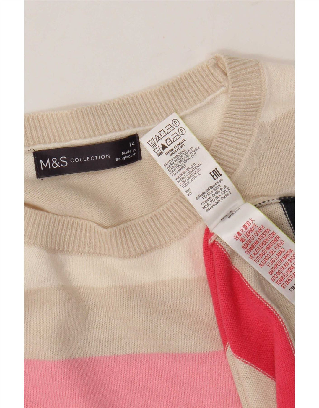 Pulover pentru femei Marks & Spencer cu gât cu barca UK 14 mare, multicolor