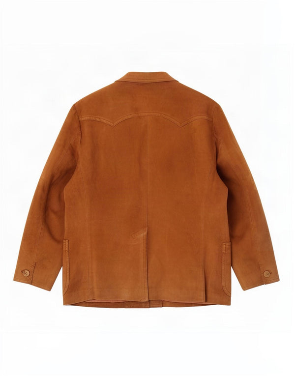 Blazer vintage pentru bărbați cu 2 nasturi din piele intoarsa UK 40, maro, mare