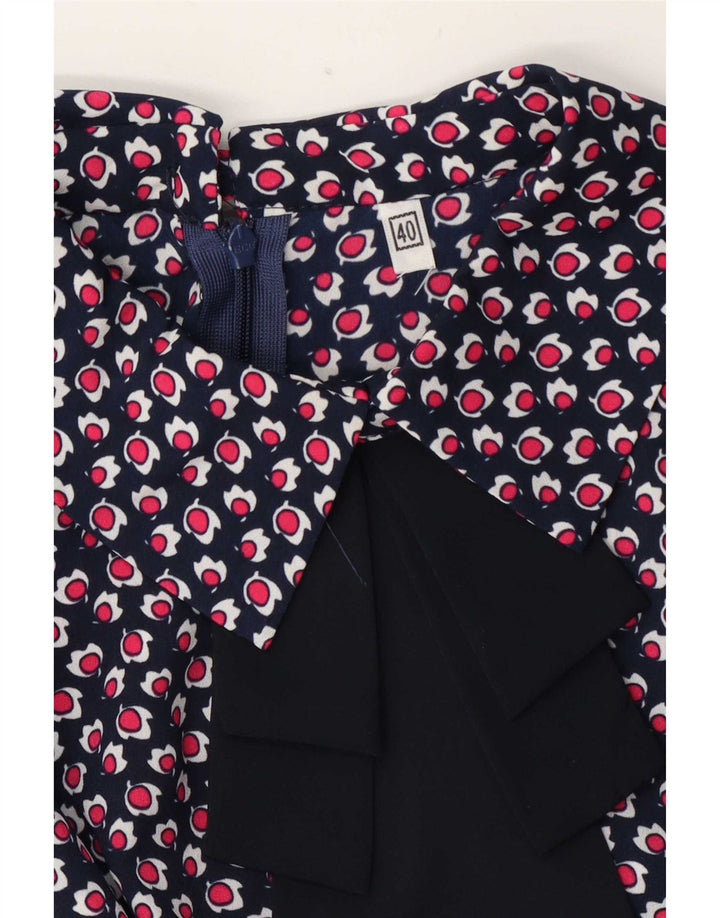 Bluză de damă vintage cu model abstract Top IT 40 mic bleumarin