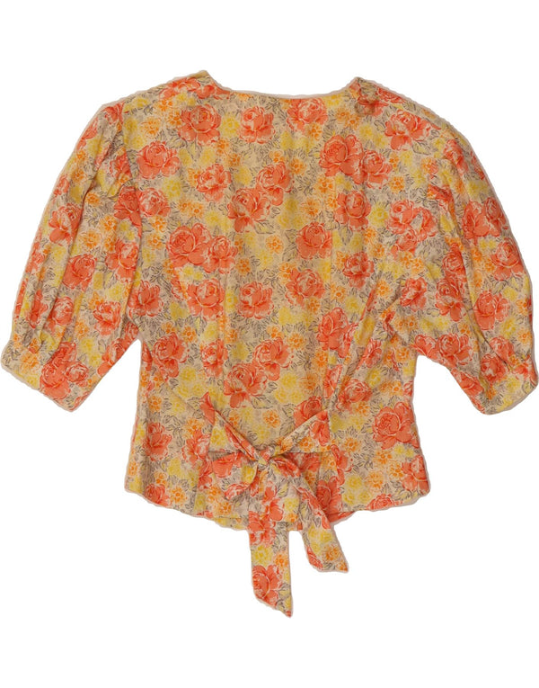 Bluză cămașă pentru femei VINTAGE cu mânecă jumătățită UK 10 mic, multicoloră, florală