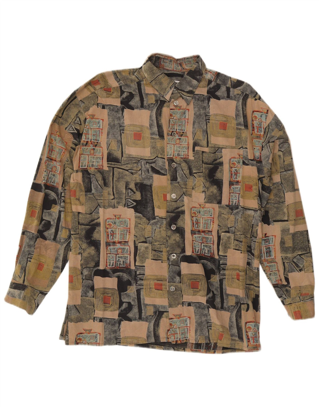 Cămașă Vintage bărbați mare, multicoloră, mozaic din bumbac