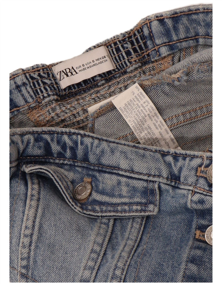 Top corset din denim fără bretele Zara UK 8 Bumbac albastru mic