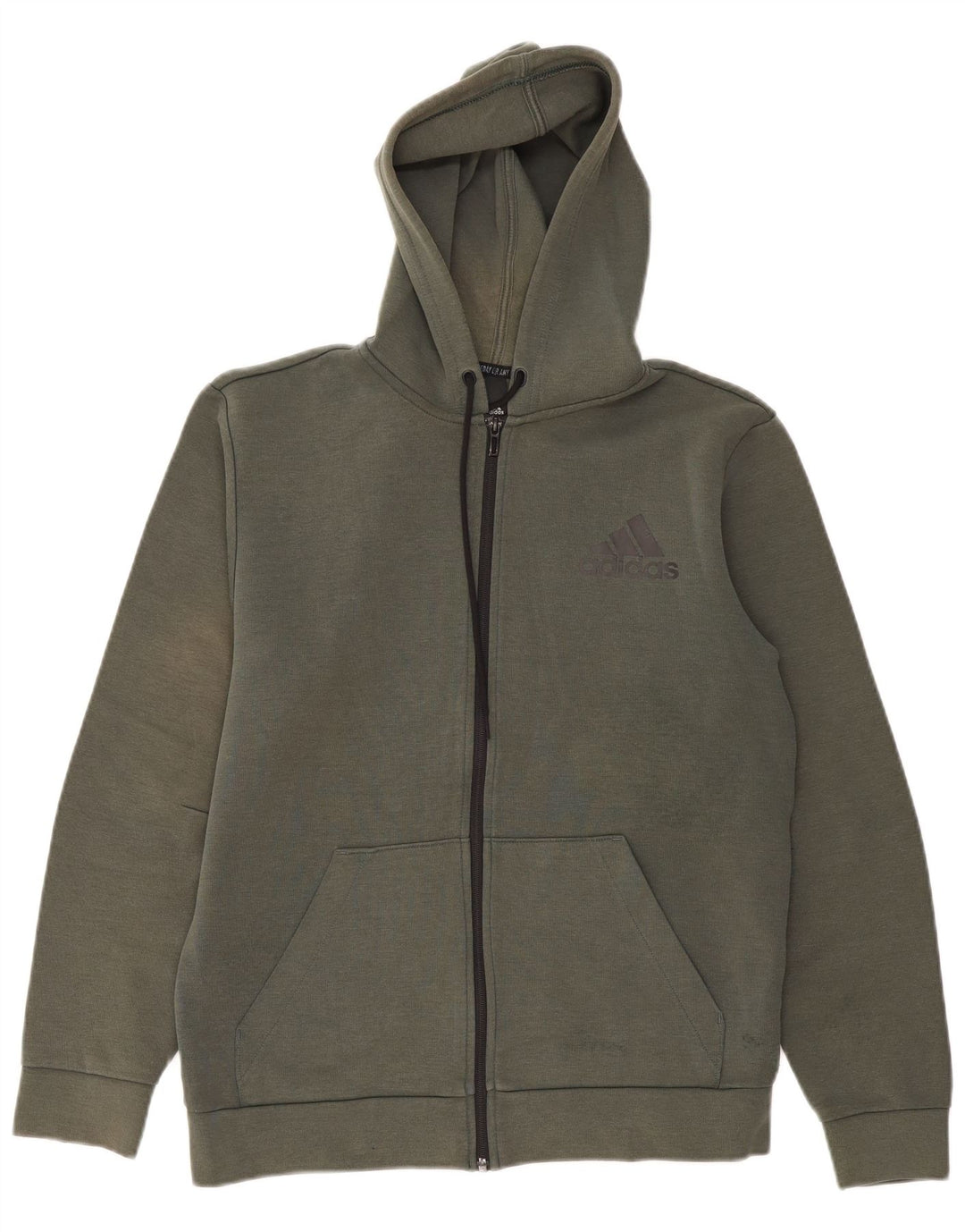 ADIDAS Mens Zip Hoodie Sweater Medium Khaki Cotton