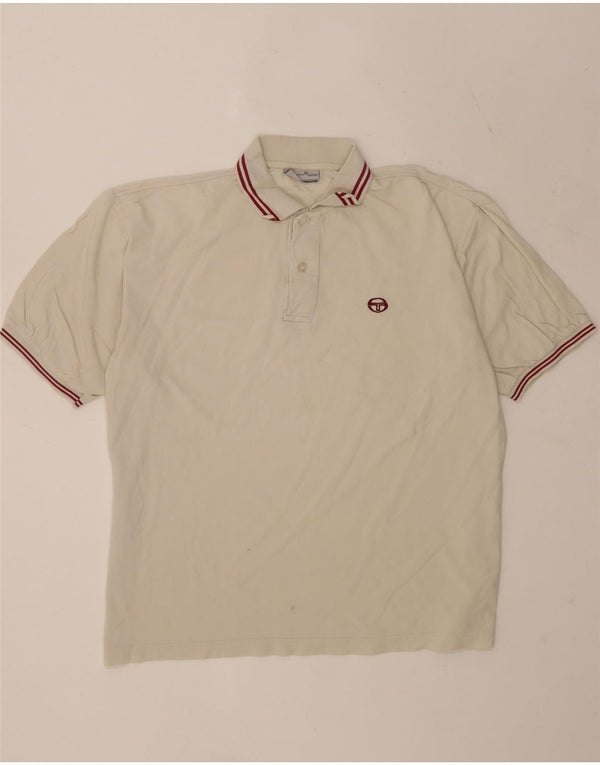 Tricou polo Sergio Tacchini pentru bărbați 2XL din bumbac cu dungi alb