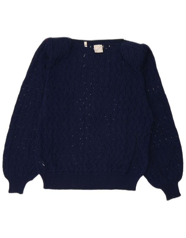 Pulover de damă Luciana cu gât barcă IT 50 XL bumbac bleumarin